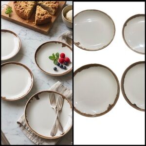 4 Dudson Harvest Handcrafted Natural Dessert/Salad Virtified Ceramic Plate 6.5”